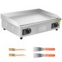 VEVOR Elektryczna płyta grillowa 4000 W 655 x 400 mm Powierzchnia grillowania 50-300 °C Płyta grillowa Gastro ze stali nierdzewnej (obudowa) Płyta grillowa stołowa z 2 szpatułkami, 2 szczotkami i 4 stopkami do steków BBQ, wtyczka nie jest dołączona