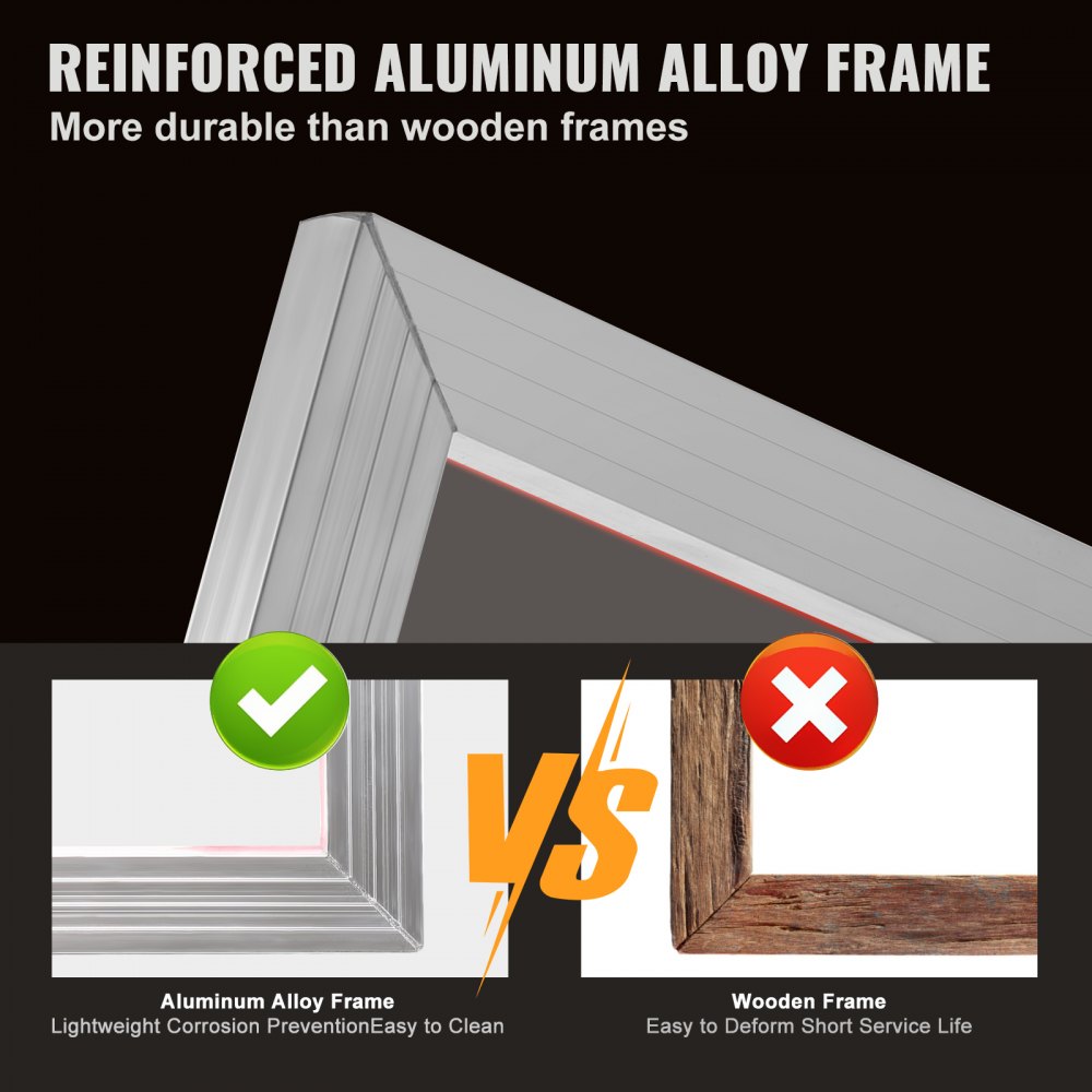 Zestaw do sitodruku VEVOR, 6 aluminiowych ram do sitodruku, rama do sitodruku o wymiarach 20 x 24 cali z siatką o oczkach 110, siatką nylonową o wysokim napięciu i taśmą uszczelniającą do koszulek, nadruk DIY