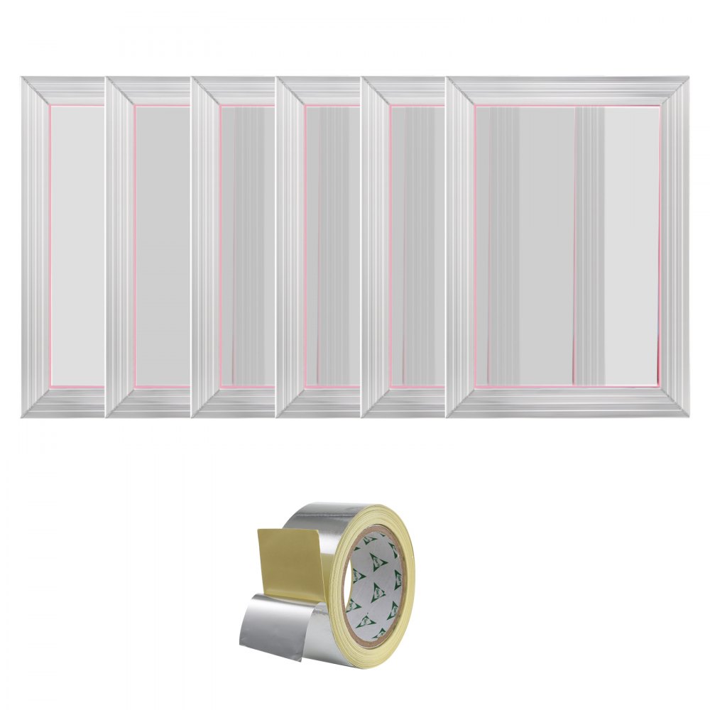 Zestaw do sitodruku VEVOR, 6 aluminiowych ram do sitodruku, rama do sitodruku 10x14 cali o gęstości oczek 156, siatka nylonowa o wysokim napięciu i taśma uszczelniająca do koszulek, nadruków DIY itp.