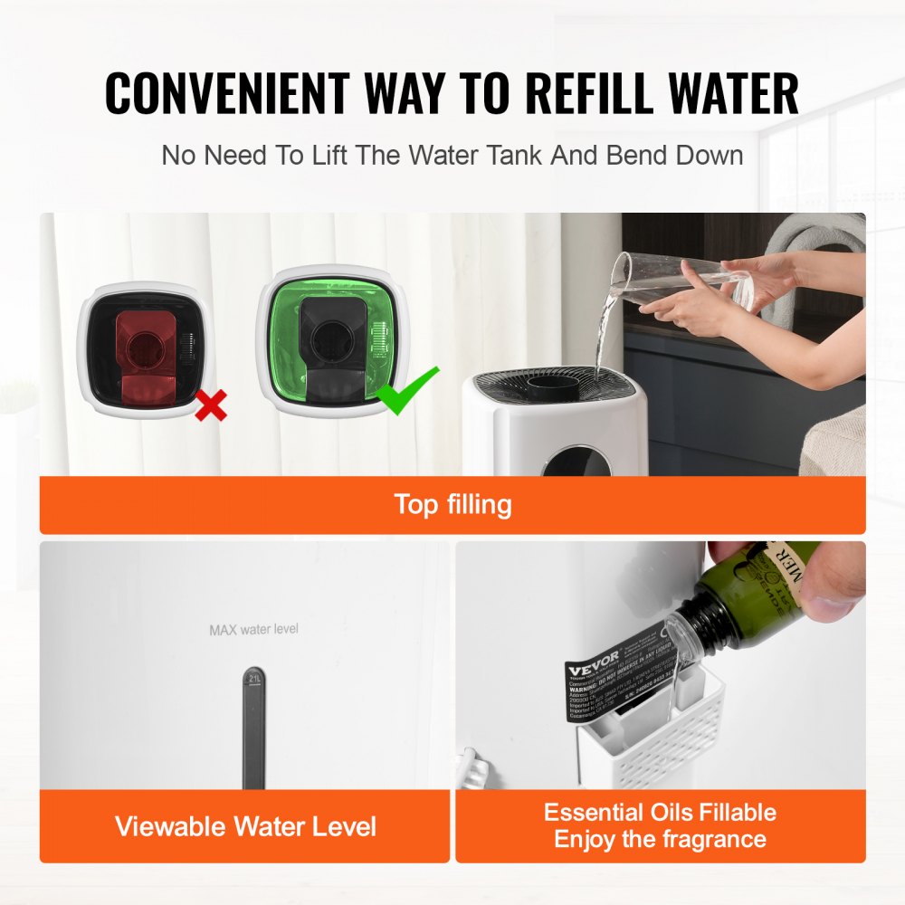 Nawilżacz komercyjny VEVOR 21 l Cool Mist 120 m², górny wkład