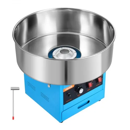 Maszyna do waty cukrowej VEVOR o mocy 1000 W, elektryczna, niebieska, idealna na przyjęcia urodzinowe i uroczystości rodzinne, z miarką do cukru, szufladą do przechowywania, zabezpieczeniem przed przegrzaniem i przeciążeniem