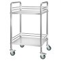 VEVOR Stainless Steel Cart, 2-Tier Rolling Lab Utility Cart with Lockable Wheels, Medical Serving Trolley Clinic Tray, Heavy Duty Mobile Service Storage Tray for Hospital, Restaurant, Kitchen, Salon