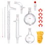 Zestaw do destylacji laboratoryjnej VEVOR, zestaw do destylacji ze szkła laboratoryjnego Boro 3,3 z 24 i 40 złączami, zestaw aparatów do destylacji 1000 ml do olejków eterycznych, 14-częściowy zestaw naczyń szklanych