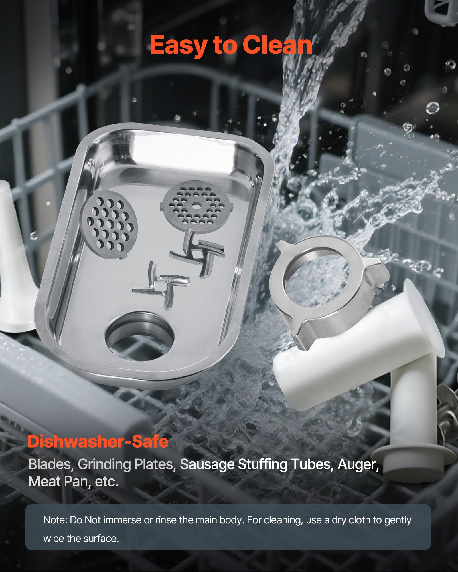 Elektryczna maszynka do mięsa VEVOR o wydajności 2,3 kg/min, przemysłowa stołowa maszynka do mięsa o mocy 600 W z ostrzem i płytą mielącą, maszynka do kiełbas, komercyjna maszynka do mięsa ze stali nierdzewnej do kuchni i restauracji