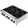 VEVOR Commercial Gas Stove with 6 Burners, Propane and Natural Gas Countertop Cooking Stove Range, Stainless Steel Gas Hot Plate, Commercial Cooking Equipment for Restaurant, 42KW