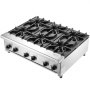 VEVOR Commercial Gas Stove with 6 Burners, Propane and Natural Gas Countertop Cooking Stove Range, Stainless Steel Gas Hot Plate, Commercial Cooking Equipment for Restaurant, 42KW