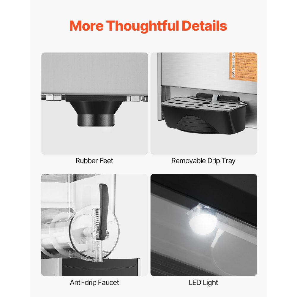 VEVOR Komercyjna maszyna do lodu kruszonego 12 l z pojedynczym zbiornikiem, maszyna do mrożonych napojów, 48 filiżanek, stal nierdzewna, maszyna do lodu kruszonego z klawiaturą, do lodów miękkich na imprezy, do restauracji, kawiarni, barów, czarna