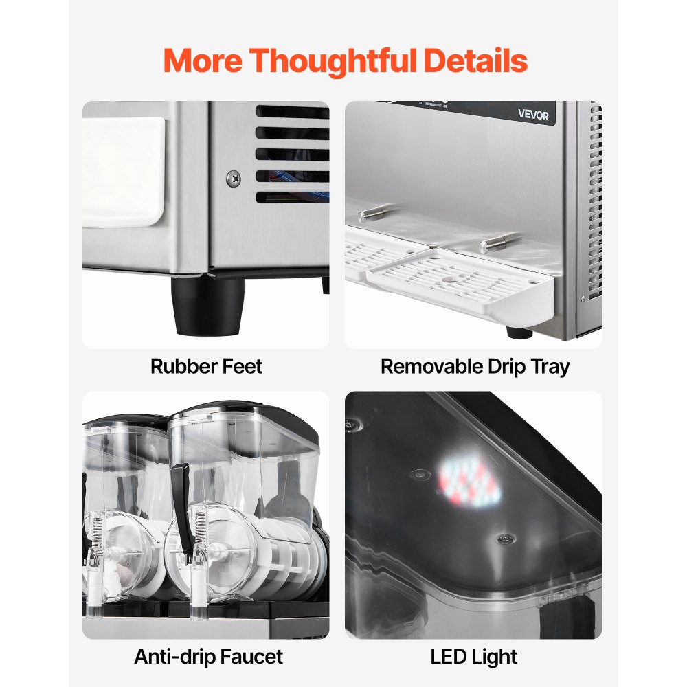 VEVOR Slush Machine 4 x 12 L, Slush Ice Maker 1650 W (bez lodu), Elektryczna maszyna do margarity z funkcją samoczyszczenia, Nadaje się do mrożonych margarit, frappé, koktajli mlecznych i shake'ów