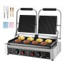 Grill kontaktowy VEVOR Commercial Panini Grill 3600 W do kanapek, steków, bekonu, hamburgerów, opiekacz do kanapek, grill ze stali nierdzewnej z uchwytem i kontrolą temperatury, płyta grzewcza 48 x 23 cm, opiekacz do panini