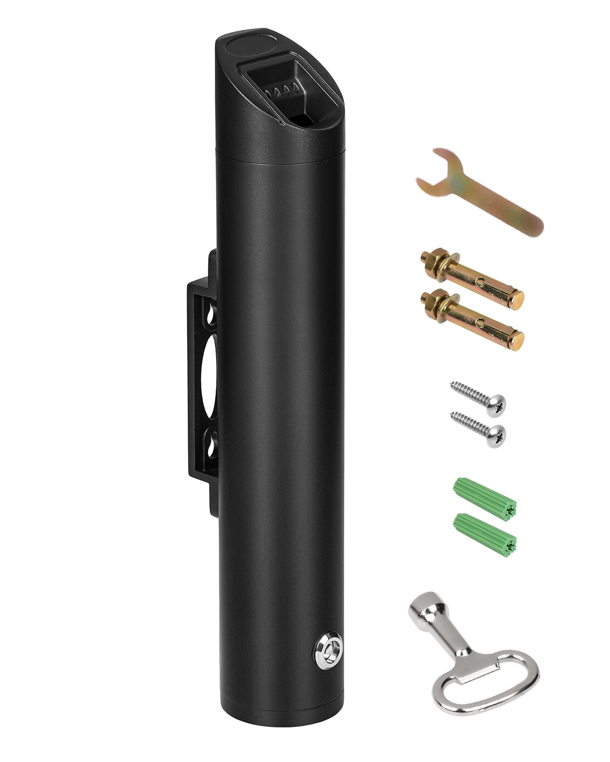 VEVOR Popielniczka papierosowa Pojemnik na niedopałki papierosów Popielniczka ścienna cylindryczna (120 x 89 x 487 mm) Wykonana ze stali nierdzewnej i stopu aluminium Do użytku na zewnątrz Ogród Biuro Restauracja Hotel Czarny