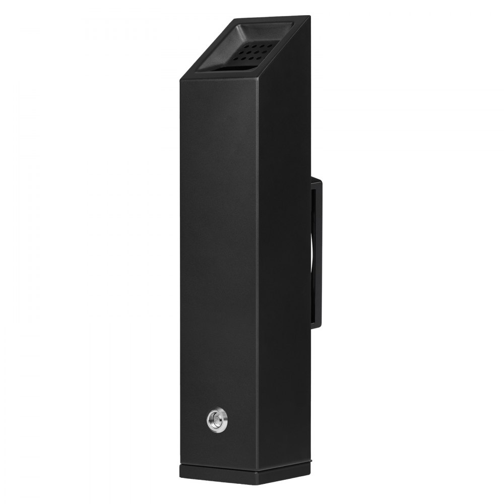 VEVOR Cigarette Ashtray, Wall-Mounted Cuboid Ashtray (132 x 100 x 487 mm) Made of Stainless Steel & Aluminum Alloy, Suitable for Outdoor Use in Gardens, Offices, Restaurants, and Hotels, Black