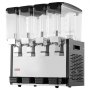 VEVOR Commercial Beverage Dispenser 4 Tanks 10 L / 10.6 QT Per Tank, Stainless Steel Juice Dispenser, Ice Tea Drink Machine with 7℃ to 12℃ Cooling Temperature, for Cold Drink Restaurant Bar Party
