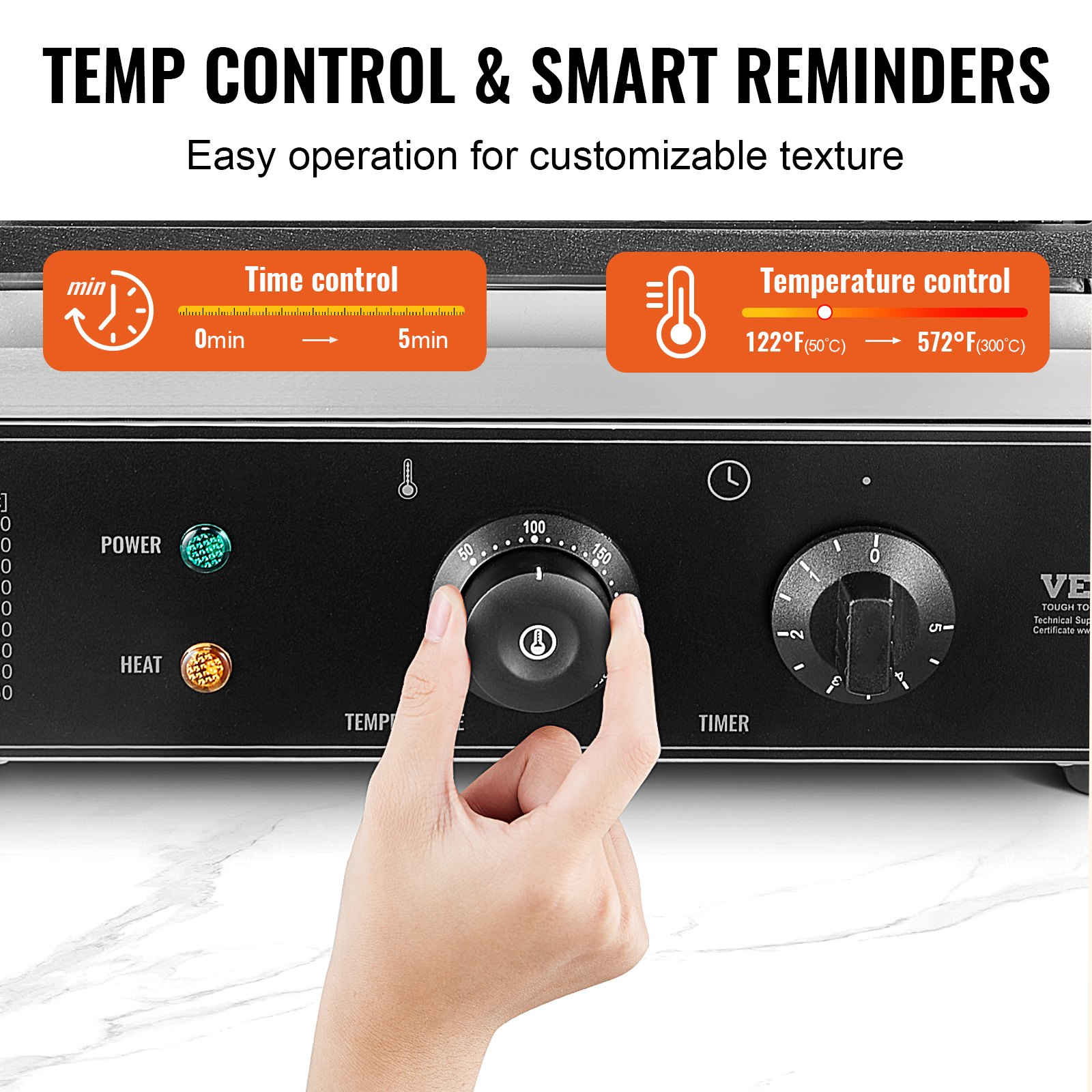 Gofrownica komercyjna VEVOR, 6 elementów, 1500 W, ze stali nierdzewnej, z powłoką zapobiegającą przywieraniu, do parówek kukurydzianych, z kontrolą temperatury i czasu, do restauracji, piekarni, barów szybkiej obsługi.