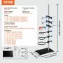 VEVOR Laboratory Stand Support, Laboratory Retort Support Stand 1 Set, Steel Laboratory Stand with 60 cm Rod & 210.82 x 135 mm Cast Iron Base, incl. Piston Clamps, Burette Clamps and Cross Clamps