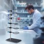VEVOR Podpórka do statywu laboratoryjnego, statyw laboratoryjny pod retortę, 1 zestaw, stalowy statyw laboratoryjny z prętem 60 cm i żeliwną podstawą 210,82 x 135 mm, w tym zaciski do kolb, zaciski do biuret i zaciski krzyżowe