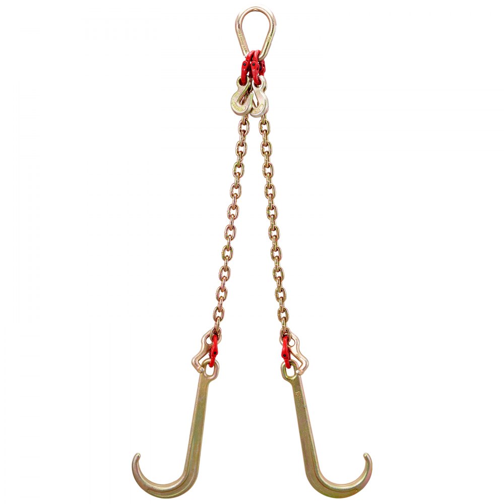 Łańcuch holowniczy VEVOR J-Hook, 3 m x 8 mm, łańcuch transportowy G80 Bridle, łańcuch ze stali stopowej z 2 hakami J G70, hak holowniczy 4200 kg do ciężarówek, paski holownicze J-Hook, 2 sztuki