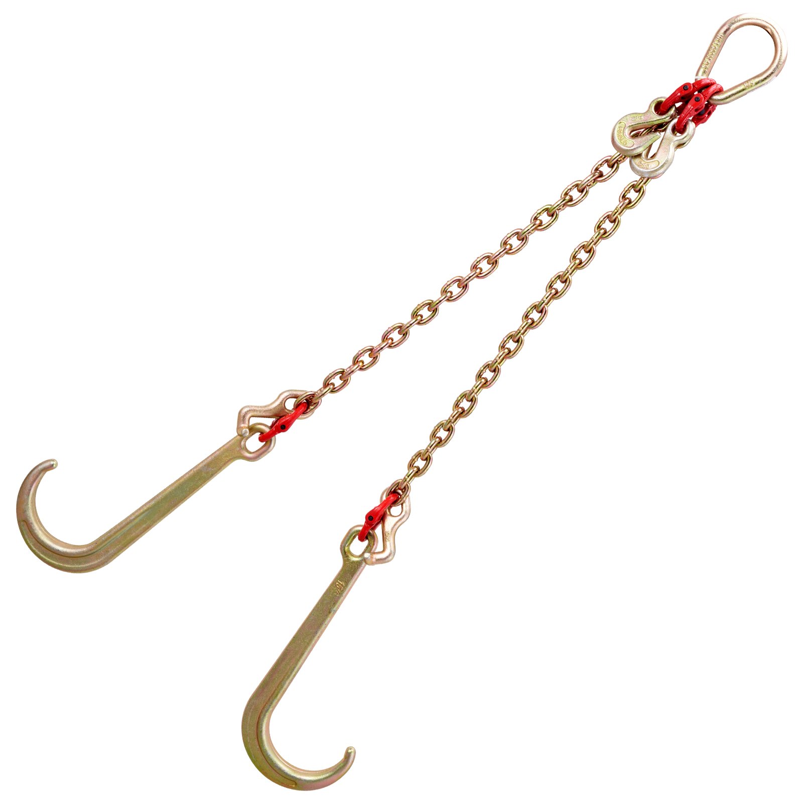 Łańcuch holowniczy VEVOR J-Hook, 3 m x 8 mm, łańcuch transportowy G80 Bridle, łańcuch ze stali stopowej z 2 hakami J G70, hak holowniczy 4200 kg do ciężarówek, paski holownicze J-Hook, 2 sztuki
