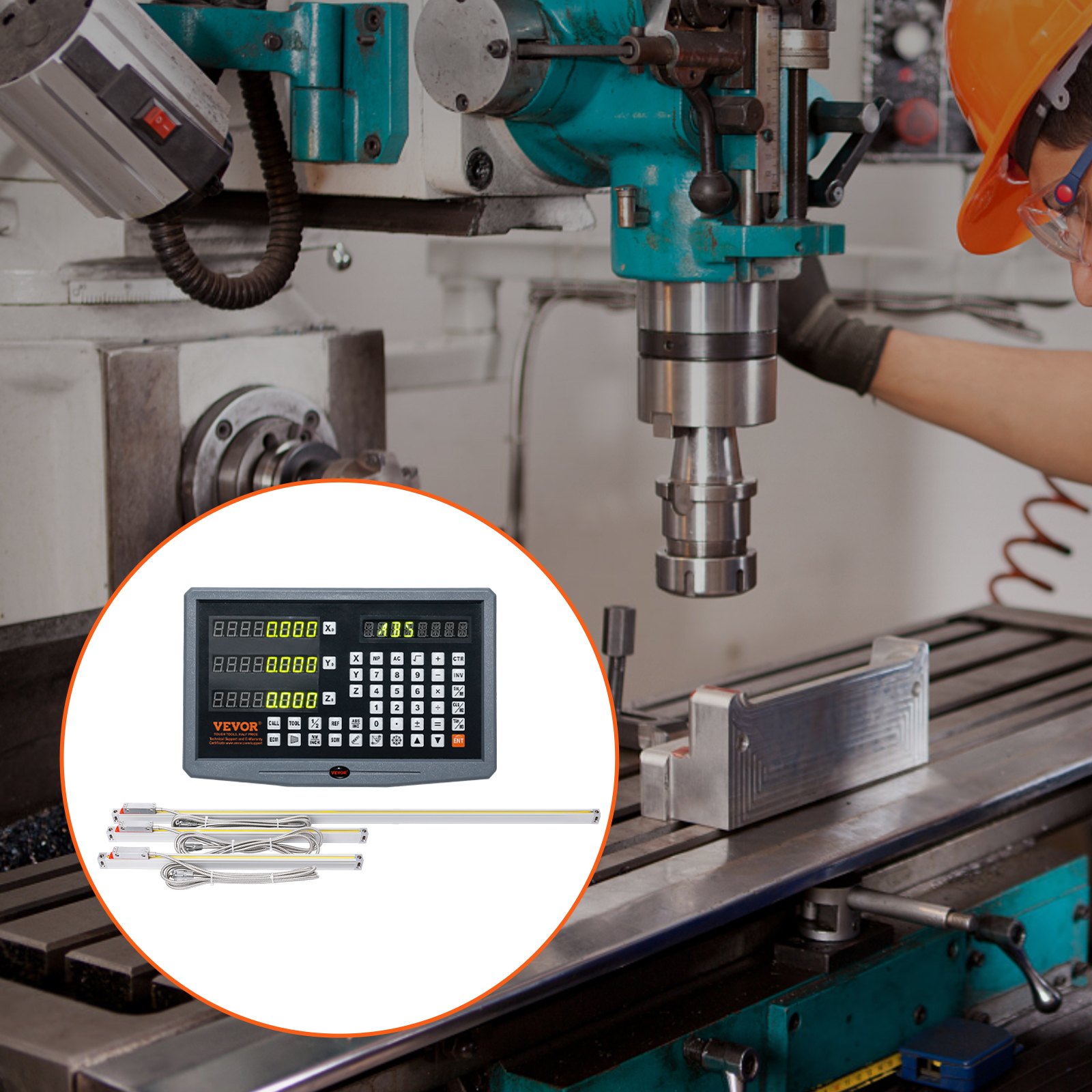 VEVOR Digital Display 400/450/950mm Linear Scale 3-Axis DRO Display Kit