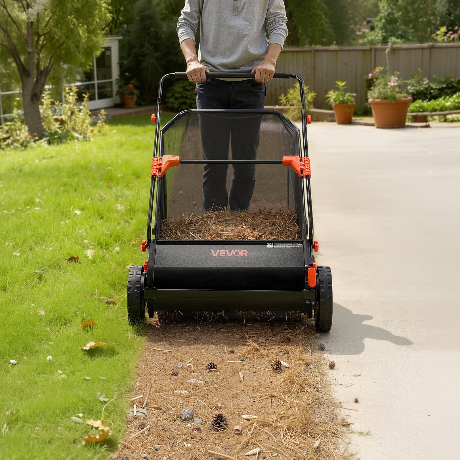VEVOR Szczotka wymienna do zamiatarki do trawników, opakowanie 3 szt., 59,5 x 10,5 cm, kompatybilna ze zamiatarką do liści VEVOR, część zamienna do pojemnika na liście, głowica szczotki z włosiem w kształcie litery V do zbierania trawy i liści