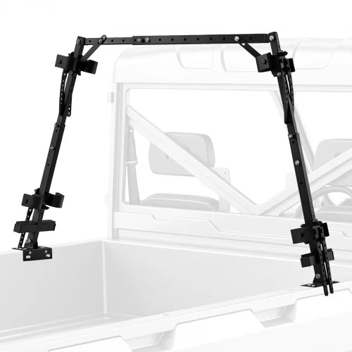 VEVOR UTV Uchwyt na narzędzia myśliwskie do przyczepy ciężarowej, stal stopowa, czarny, kompatybilny z wózkami golfowymi Polaris Ranger, General i Pioneer, regulowana długość 650-1045 mm, wysokość 72-93 cm, z elastycznymi paskami