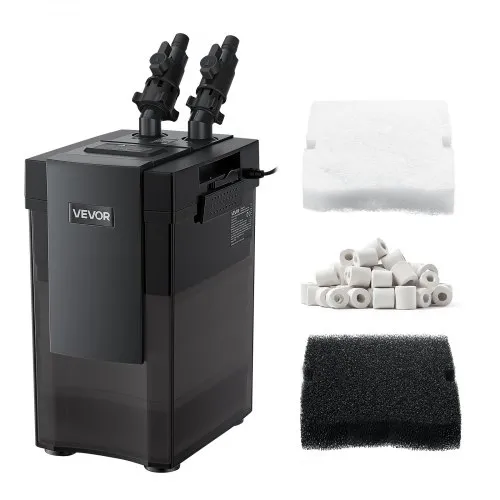 Filtr zewnętrzny do akwarium VEVOR, maks. 1200 l/h, 3-stopniowy filtr do akwarium, IPX4, zewnętrzny system filtracyjny do cyrkulacji i czyszczenia akwariów i zbiorników na ryby, regulowany przepływ, 284–378,5 l, 5-krotne zabezpieczenie przed przepełnieniem