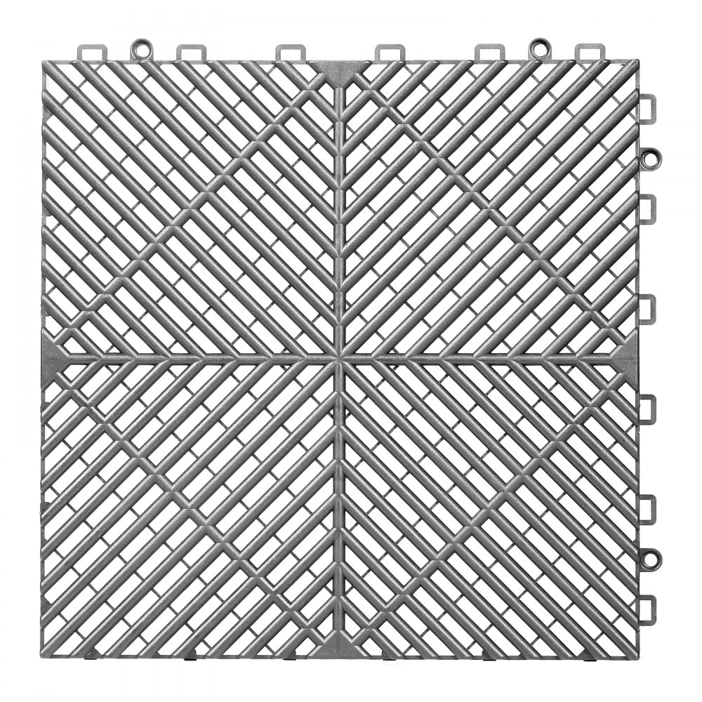 VEVOR Interlocking Drainage Mats, 310x310 mm, Garage Flooring Tiles, Non-Slip PP Drainage Floor Tile Shower Mat, Self-Draining, Easy Installation, for Bathroom, Kitchen, Pool & Outdoor, Gray, 55 Pack