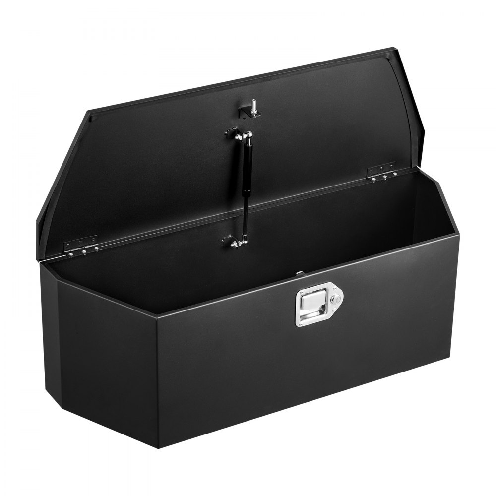 Skrzynia narzędziowa VEVOR Drawbar Box Truckbox 914 x 314 x 305 mm wykonana ze stali, nośność 50 kg, z zamkiem i kluczykami, do przyczep typu pickup, kamperów, SUV-ów, pojazdów terenowych, czarna