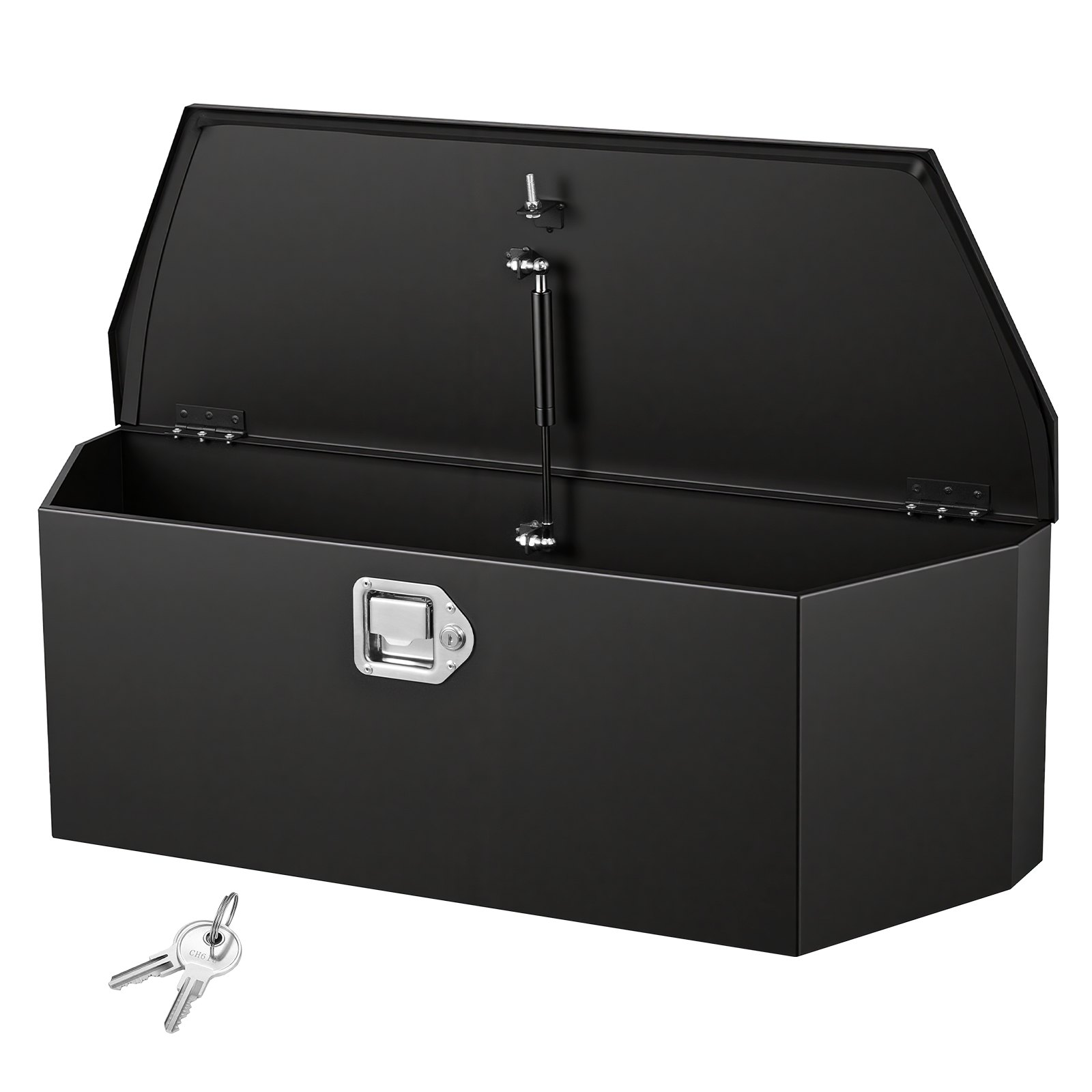 Skrzynia narzędziowa VEVOR Drawbar Box Truckbox 914 x 314 x 305 mm wykonana ze stali, nośność 50 kg, z zamkiem i kluczykami, do przyczep typu pickup, kamperów, SUV-ów, pojazdów terenowych, czarna