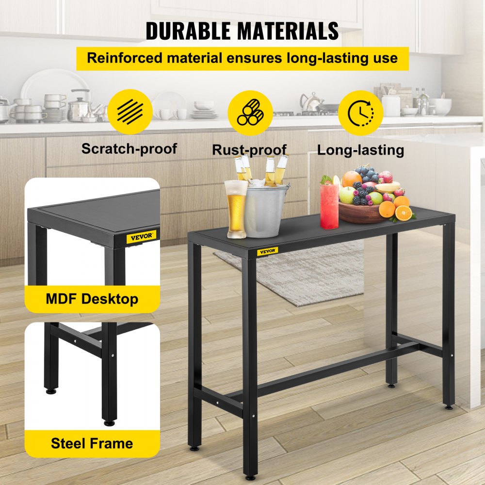 VEVOR Stół barowy Patio Wysokość baru Stół pubowy 118x38x98cm Biurko wewnętrzne