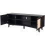 VEVOR Rattan TV Stand for 191 cm TVs, Boho TV Stand with Rattan Door, TV Cabinet with Built-in Power Outlet, Storage Cabinet with 2 Shelves, Modern TV Console for Living Room, Black