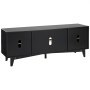 VEVOR Rattan TV Stand for 191 cm TVs, Boho TV Stand with Rattan Door, TV Cabinet with Built-in Power Outlet, Storage Cabinet with 2 Shelves, Modern TV Console for Living Room, Black
