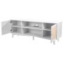VEVOR Rattan TV Stand 191cm TV Boho TV Cabinet White TV Cabinet