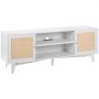 VEVOR Rattan TV Stand 191cm TV Boho TV Cabinet White TV Cabinet