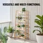 VEVOR 4-Tier Bamboo Ladder Shelf, Trapezoidal Open Bookshelf, Storage Shelf, Freestanding Flower and Plant Stand, File Shelf, Ideal for Bathroom, Bedroom, Office, Study