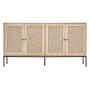 VEVOR Rattan Cabinet, Rattan Chest of Drawers, Storage Cabinet with 4 Magnetic Doors & Adjustable Shelves, Sideboard/Buffet Cabinet for Hallway, Entrance Area, Living Room, Kitchen, Hallway