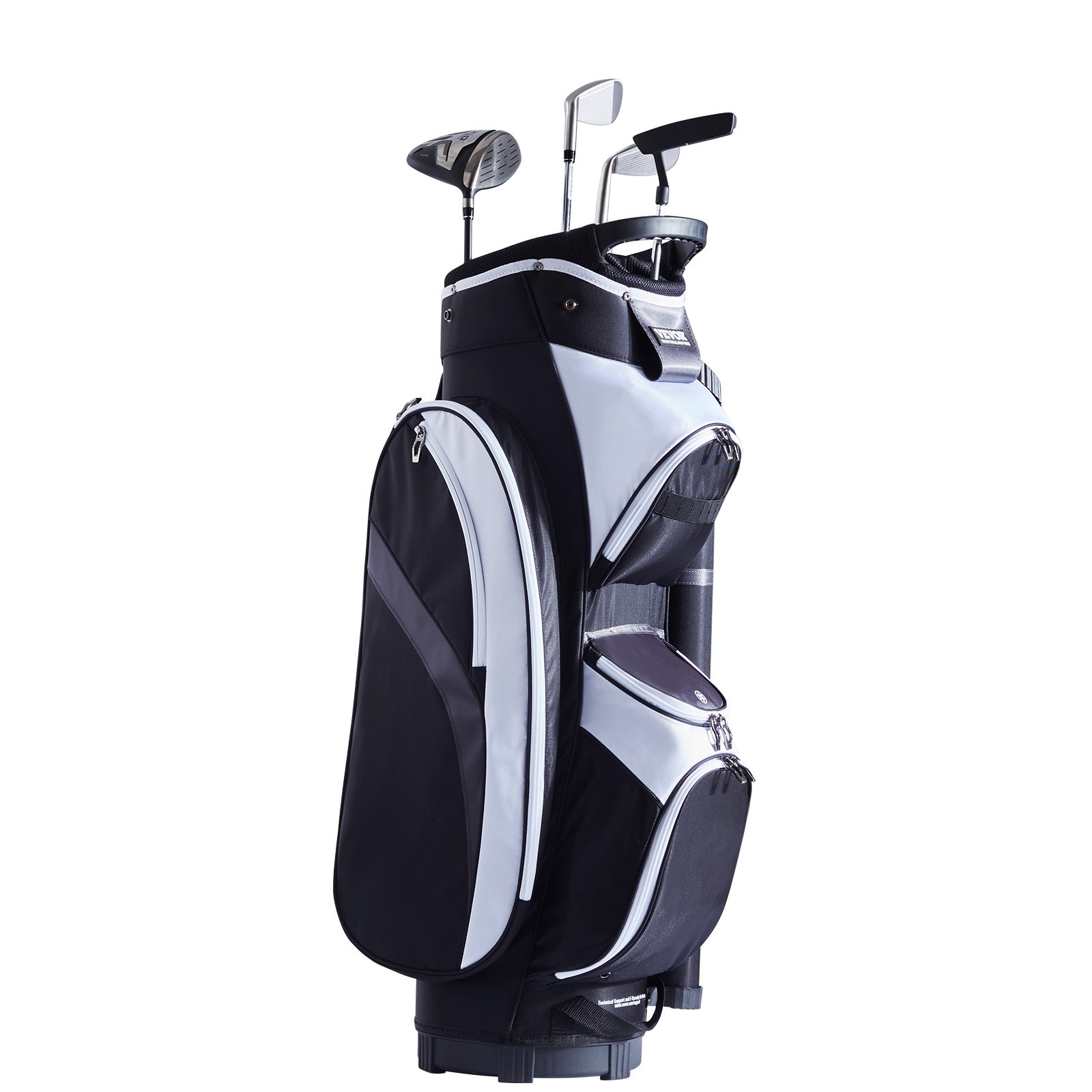 Torba golfowa VEVOR z 14-drożnym organizerem u góry, 36-calowa torba na wózek wykonana z nylonu premium z wieloma kieszeniami, wytrzymała torba golfowa z uchwytami, osłoną przeciwkurzową i odpinanymi paskami dla mężczyzn i kobiet, wzór w czarne bloki kolorów