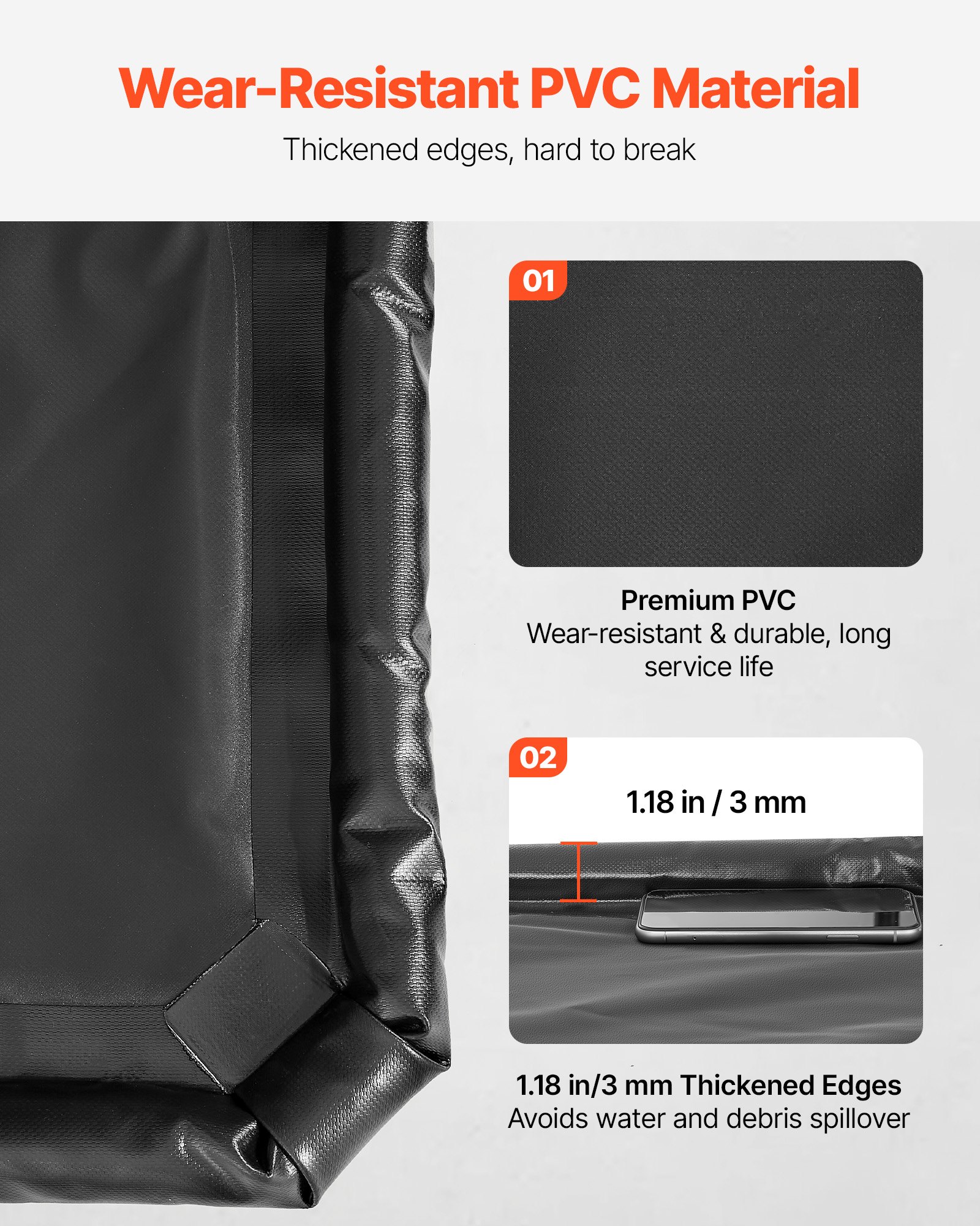 Mata garażowa VEVOR PVC, antypoślizgowa (2,4 x 4,9 x 0,03 m) ze ściągaczką, trwała i wodoodporna, chroni podłogę przed śniegiem, deszczem i błotem, czarna