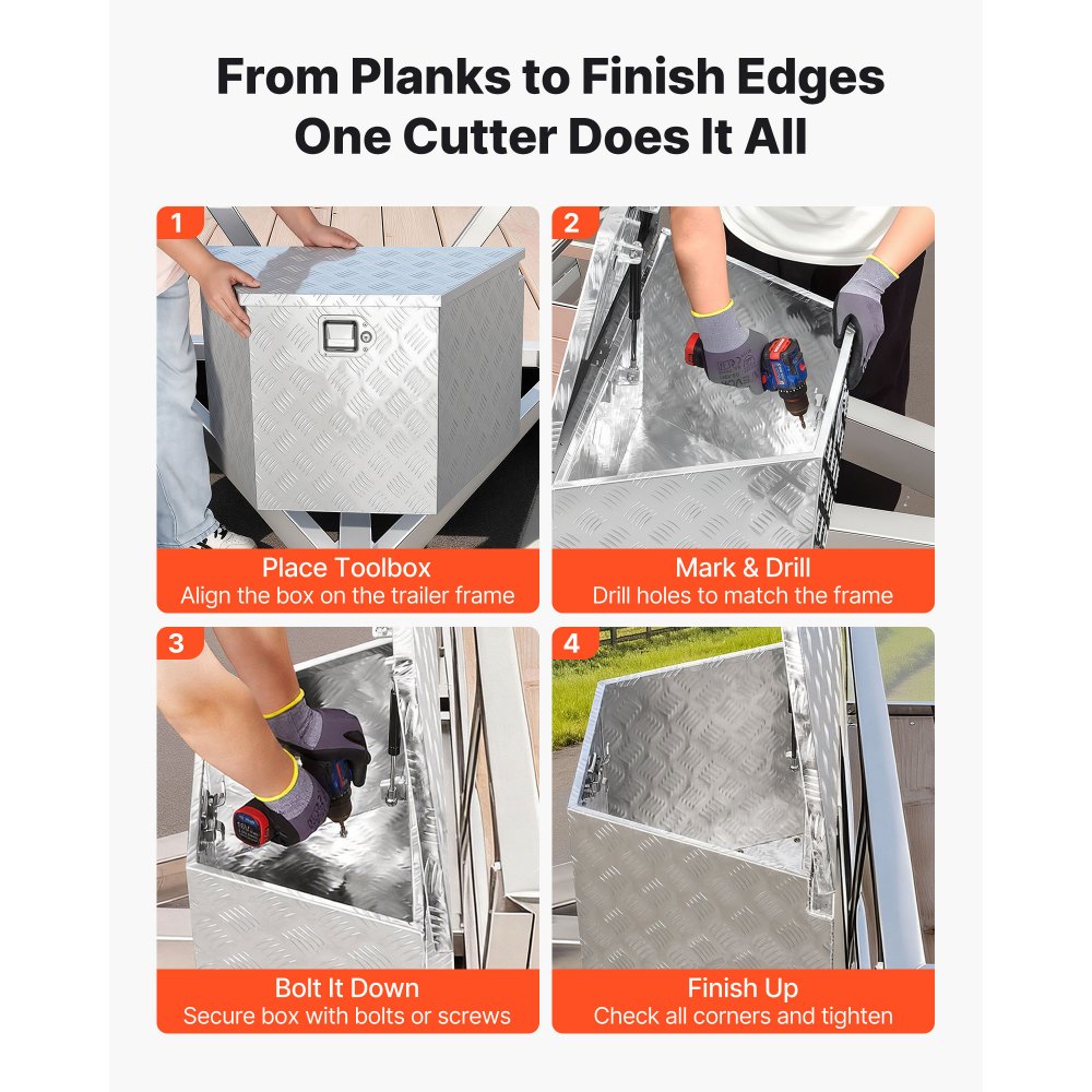 VEVOR Trailer Tongue Box, 737 x 410 x 457 mm Aluminum Trailer Tongue Tool Box, Heavy Duty Storage Organizer with Lock & Keys, Utility Tool Chest for Pickup Truck Bed, RV, SUV, Off-Road Vehicle, Silver