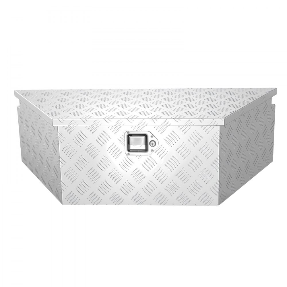 Skrzynia narzędziowa VEVOR Drawbar Box 990 x 419 x 305 mm, aluminiowa, o ładowności 50 kg, z zamkiem i kluczykami, do przyczep typu pickup, kamperów, SUV-ów, pojazdów terenowych, srebrna