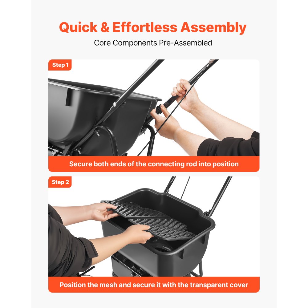 Rozsiewacz VEVOR o szerokości rozrzutu 3,66 m, rozsiewacz nawozów o udźwigu 36,3 kg i kołach 10-calowych, rozsiewacz obrotowy jako pomoc przy siewie lub wóz nawozowy do nasion, nawozu, soli drogowej i środka odladzającego