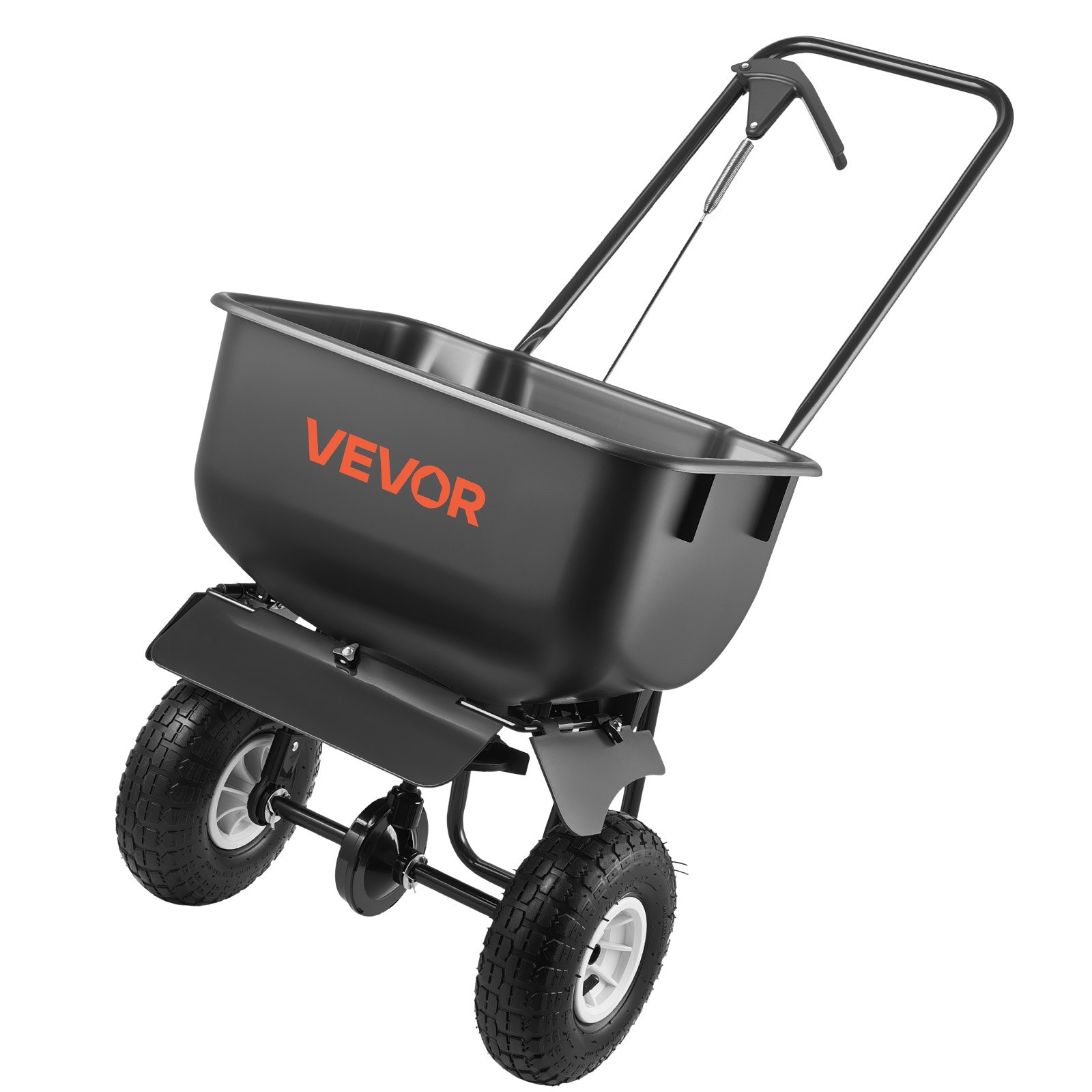 Rozsiewacz VEVOR o szerokości rozrzutu 3,66 m, rozsiewacz nawozów o udźwigu 36,3 kg i kołach 10-calowych, rozsiewacz obrotowy jako pomoc przy siewie lub wóz nawozowy do nasion, nawozu, soli drogowej i środka odladzającego