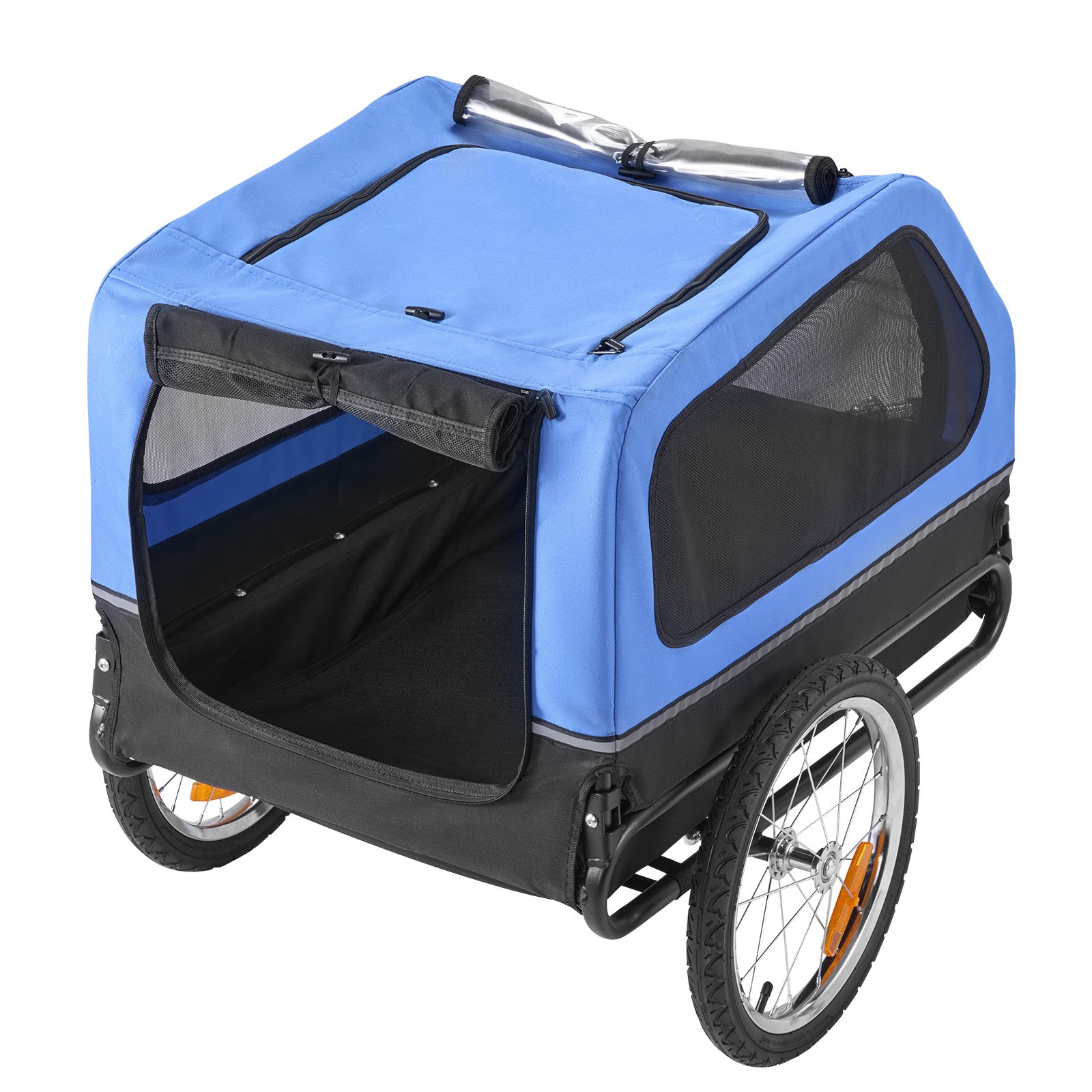 Przyczepka rowerowa dla psa VEVOR, do 40 kg, składana rama z kołami, uniwersalny zaczep rowerowy, flaga, wewnętrzna smycz, 1320 x 715 x 750 mm