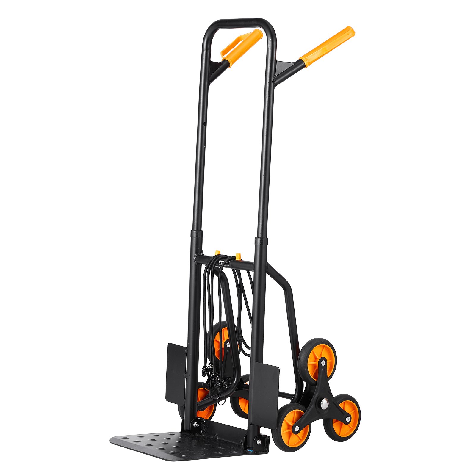 VEVOR Stair Climbing Hand Truck, Stacking Hand Truck; Transport Cart with a Load Capacity of 200 kg, Transport Cart with Double Handle, 6 Wheels & 2 Elastic Ropes for Home, Office, Shopping, Moving, Warehouse