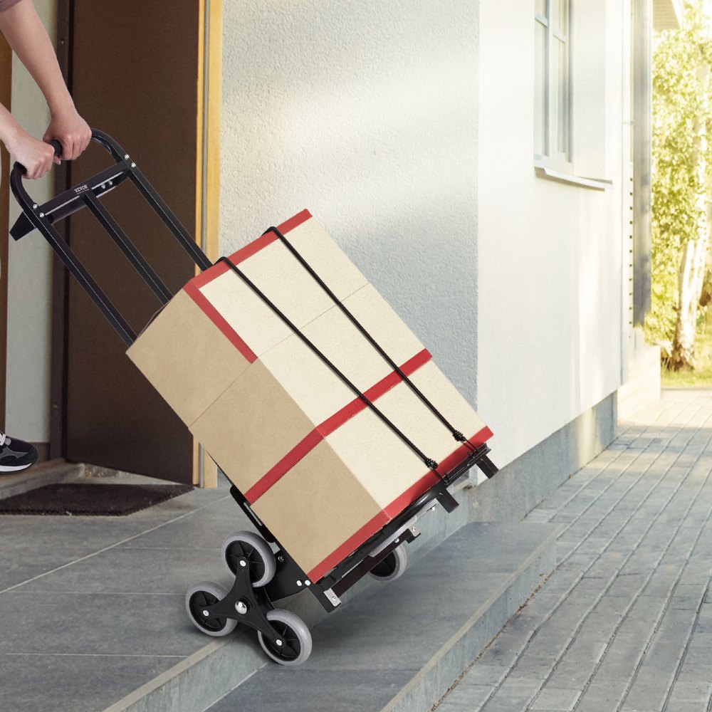 Wózek schodowy VEVOR, udźwig 208 kg, z podwójnym uchwytem, ​​6 kółek i 2 elastycznymi linami, wózek schodowy, wózek transportowy do domu, biura, na zakupy, do przeprowadzek, do magazynu