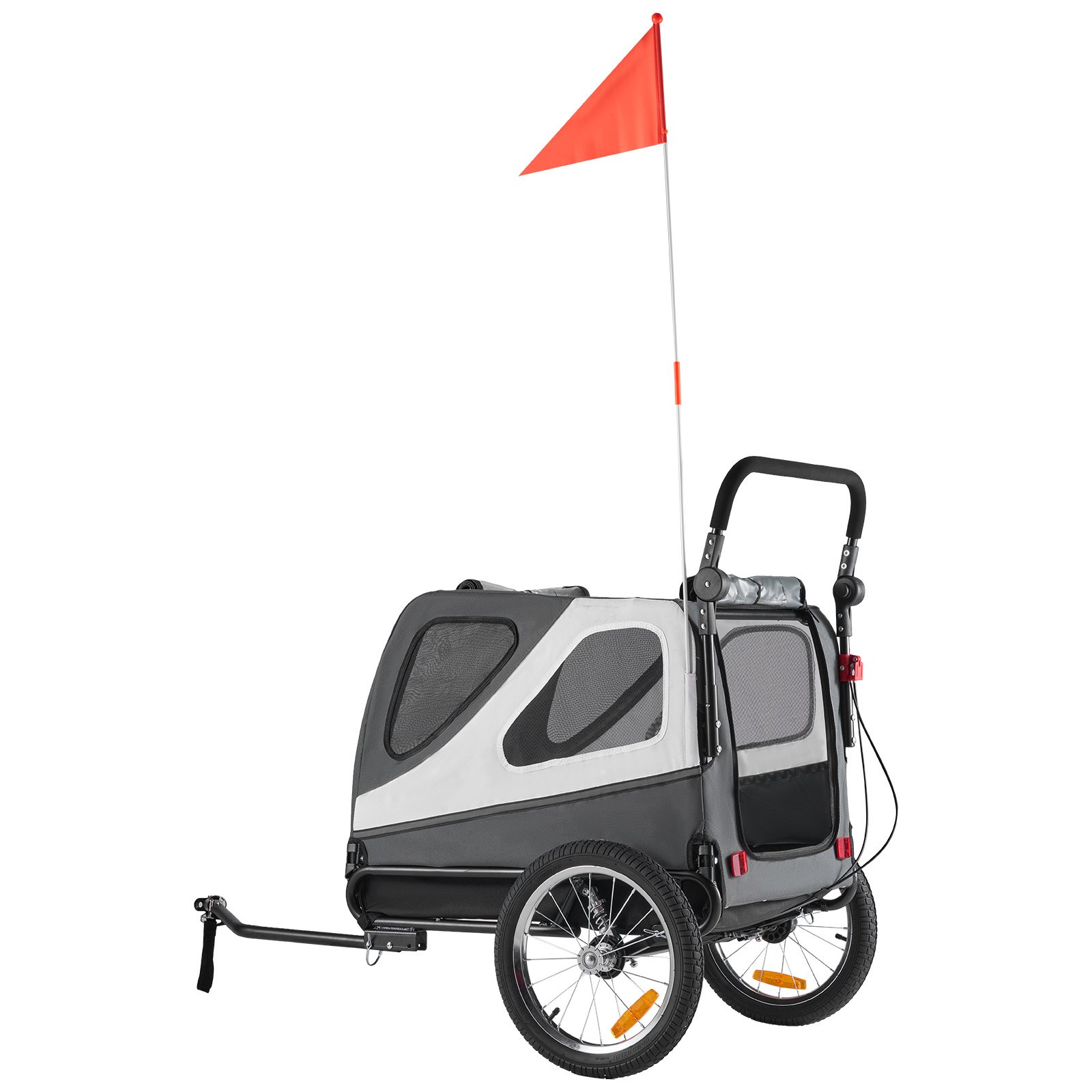 VEVOR Dog Bike Trailer, Supports up to 45 kg, 2-in-1 Pet Stroller Cart Bicycle Carrier for Small & Large Dogs, Easy Folding Frame with Quick Release Wheel, Universal Bicycle Coupler, Internal Leash