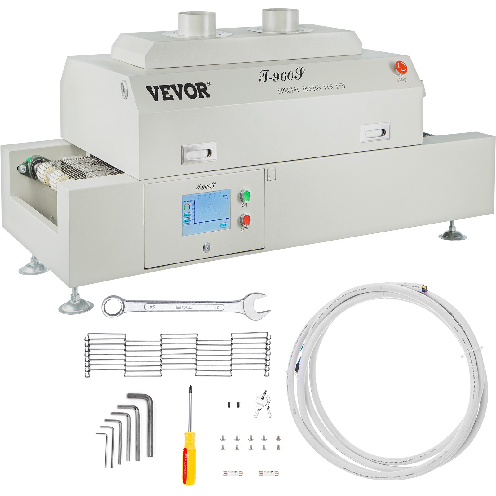 Piec do lutowania rozpływowego VEVOR T960 S 4500W Piec do lutowania IR 960 x 300 mm