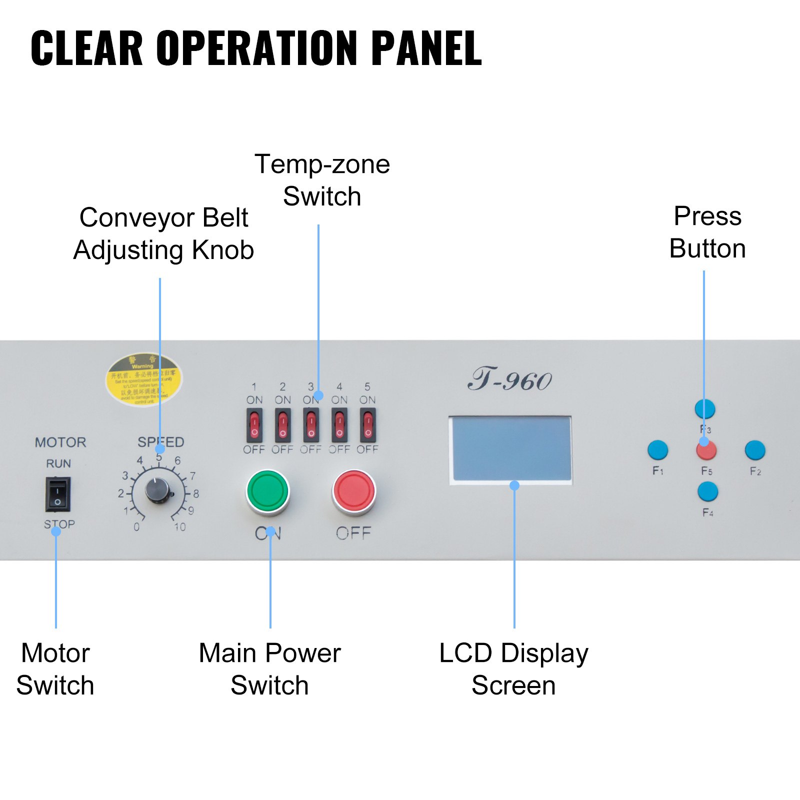 VEVOR Reflow Oven Reflow Lutownica T960 4500W Podgrzewacz IR 960 x 300mm