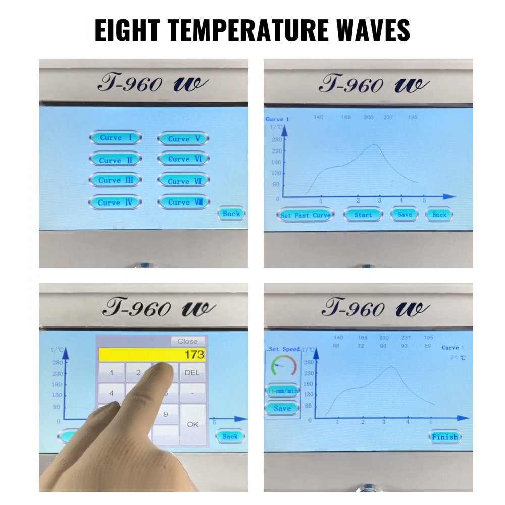 VEVOR Reflow Oven Reflow Lutownica T960W 4.5KW Podgrzewacz IR 960 x 300MM