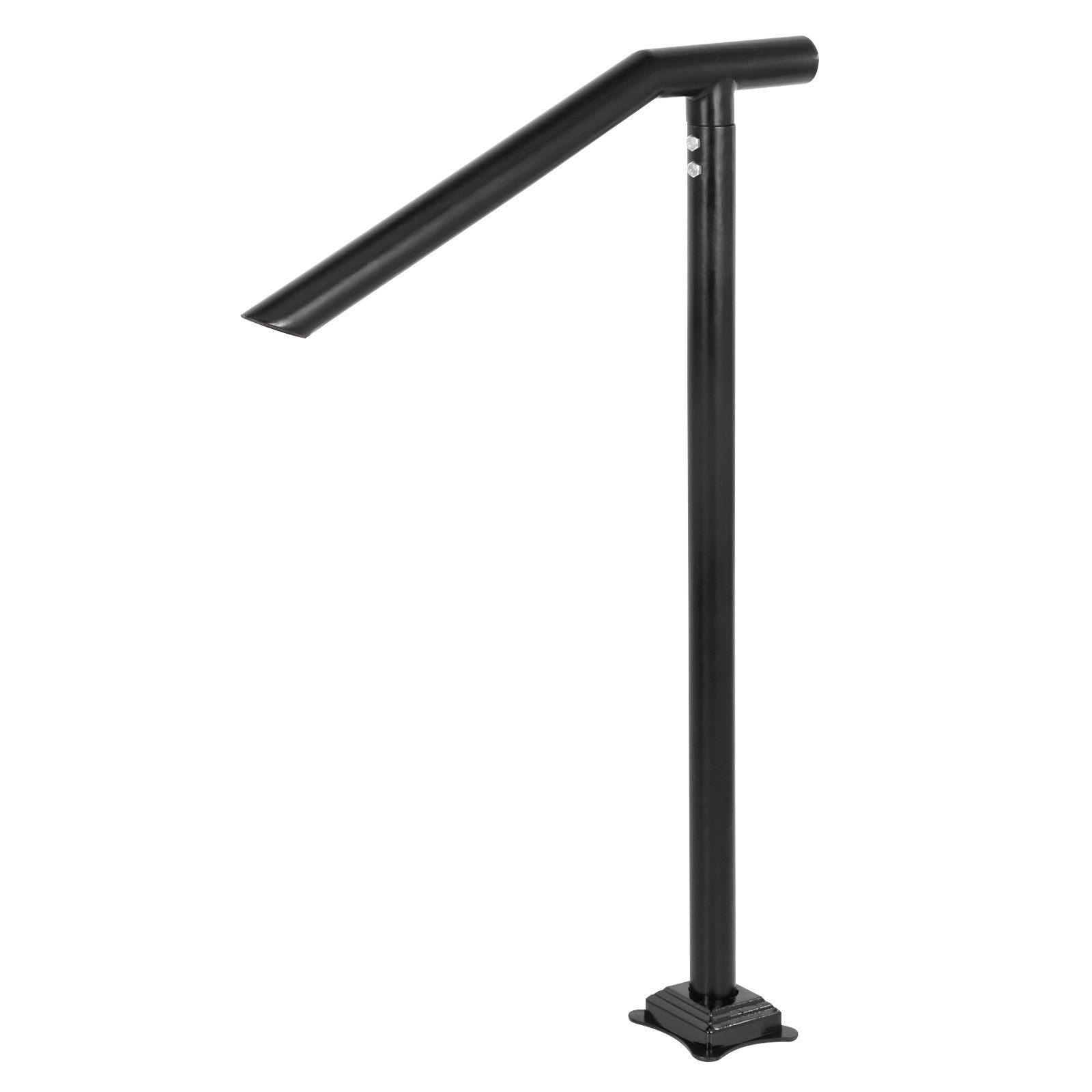 VEVOR Balustrada schodowa stalowa 102x71,3 cm poręcz na schody od 1 do 3 stopni, udźwig 150 kg, poręcz wejściowa, poręcz o zgrabnym kształcie, grubość rury zewnętrznej 2 mm, kolor czarny, idealna do ogrodu na zewnątrz