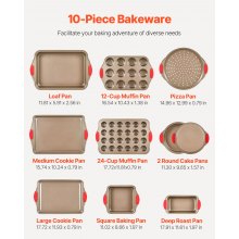 Zestaw patelni do pieczenia VEVOR Baking Pan Kitchen, 10 elementów, stal węglowa z silikonowymi uchwytami